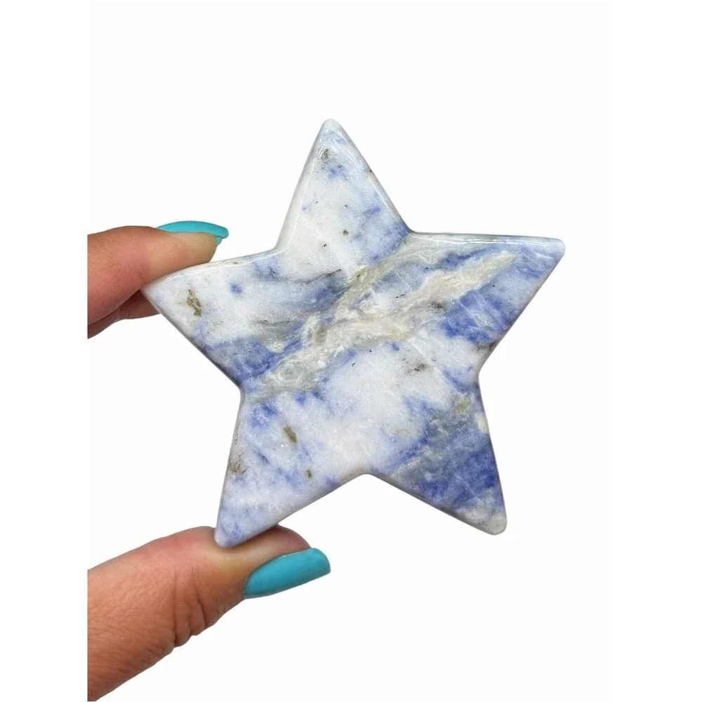 Blue Opal Star Natural Stone Crystal Figurine Home Office Decor Celestial Gift